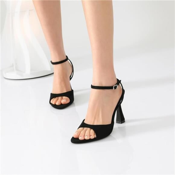 High Heels for Women Black Suede - Picture 3 of 7